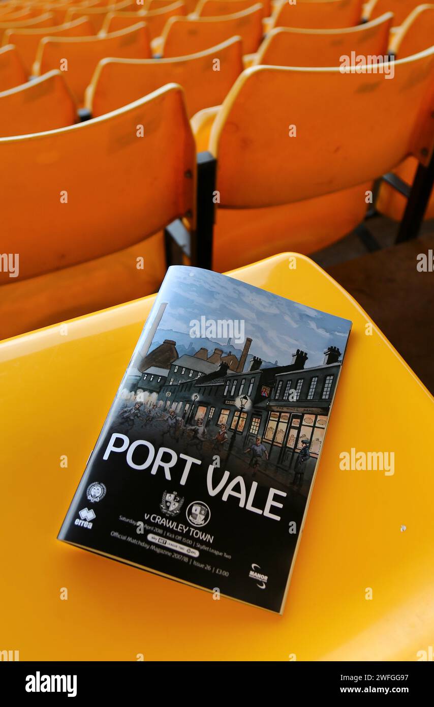 Allgemeiner Blick auf Vale Park, Heimat des Port Vale Football Club. Der ehemalige Take That Sängerin und lebenslanger Vale-Unterstützer plant, den Fußballverein der Liga 1 zu kaufen. Stockfoto