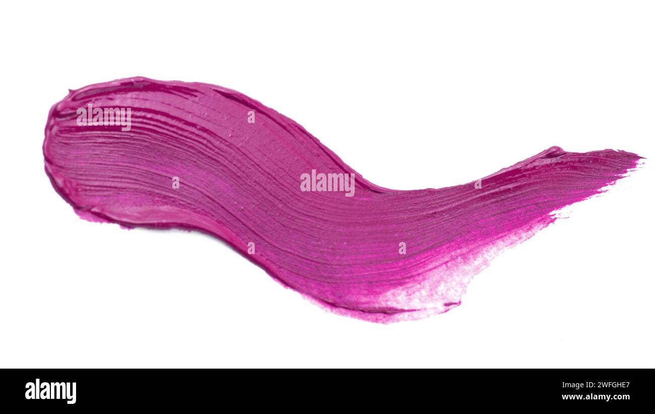 Abstrakter Pinselstrich von rosa Farbe isoliert auf weiß Stockfoto