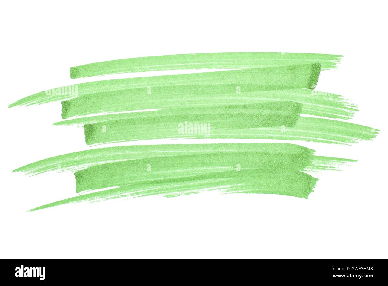 Grüne Aquarellmarker handgezeichnete Papierkonturen isoliert Stockfoto