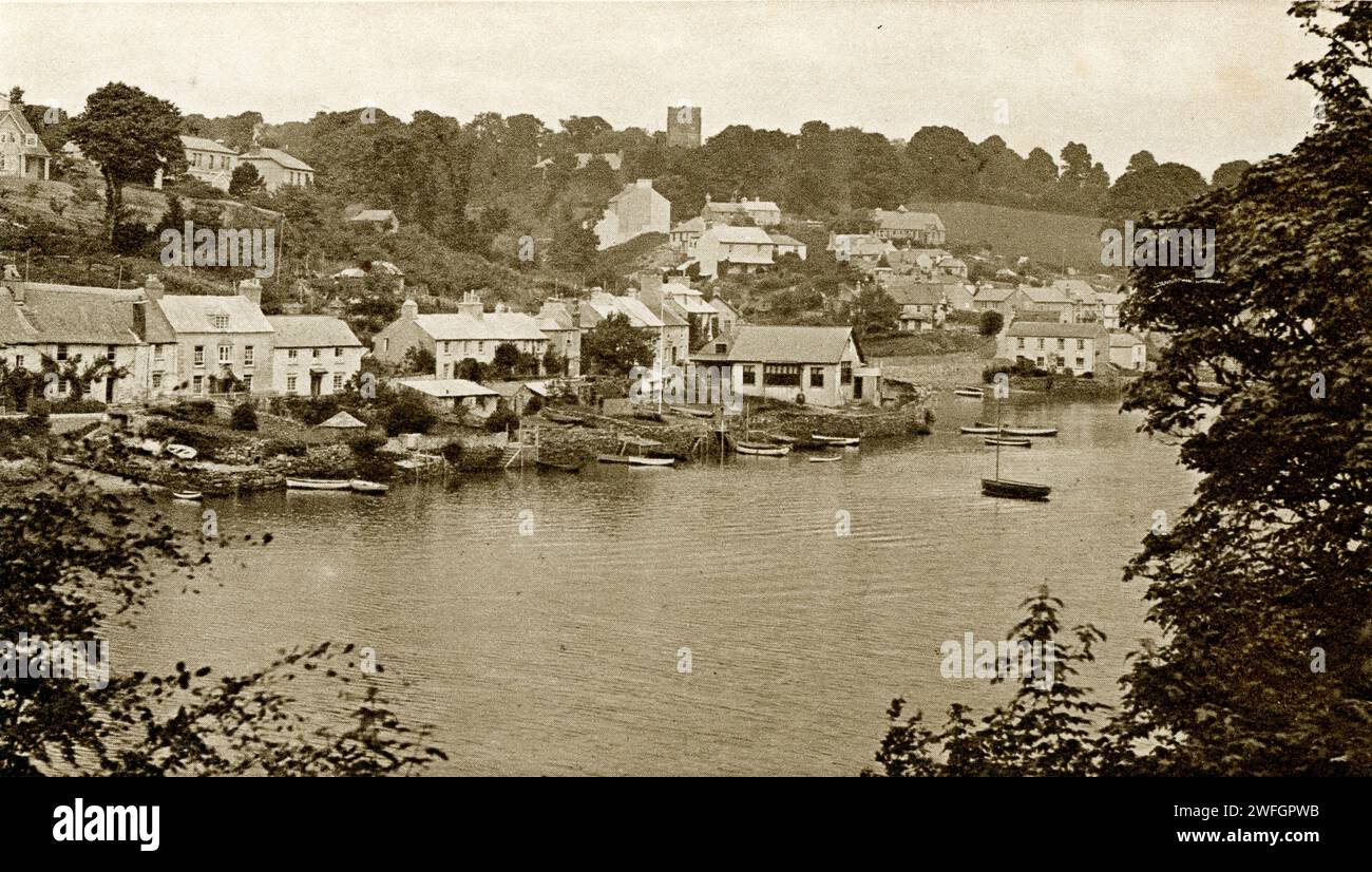 Fotografieren Sie den Blick von Newton Ferrers auf den Fluss. Aus dem Buch Glorious Devon von S.P.B. Mais, herausgegeben von der London Great Western Railway Company, 1928 Stockfoto