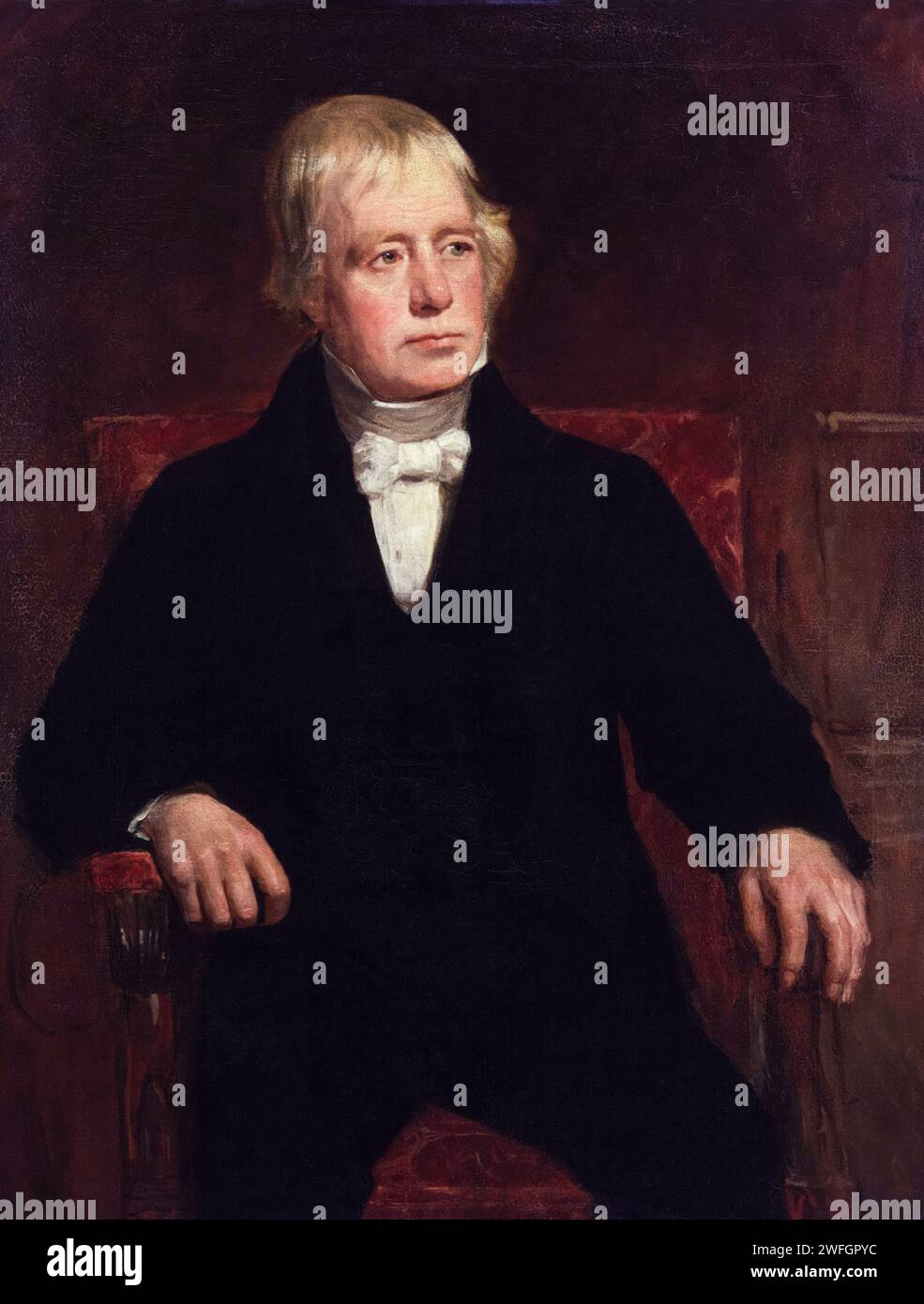 Sir Walter Scott, 1. Baronet (1771–1832), schottischer Historiker, Schriftsteller, Dichter und Dramatiker, Porträtgemälde in Öl auf Leinwand von John Graham Gilbert, 1829 Stockfoto