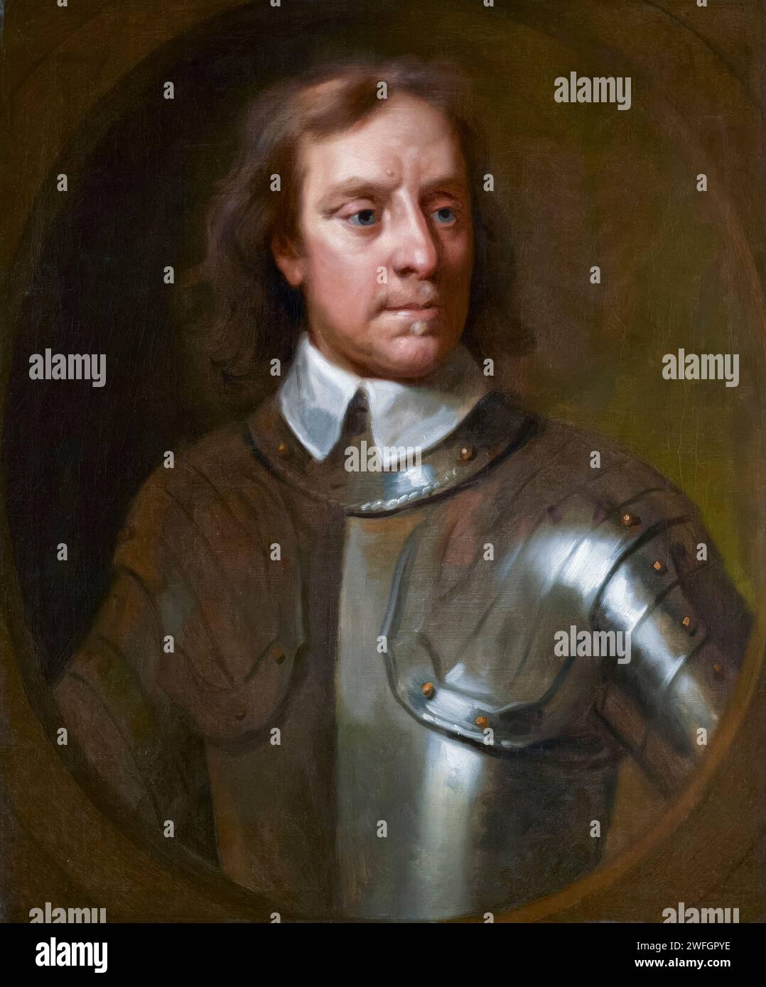 Oliver Cromwell (1599–1658), Porträtgemälde in Öl auf Leinwand nach Samuel Cooper, um 1656 Stockfoto