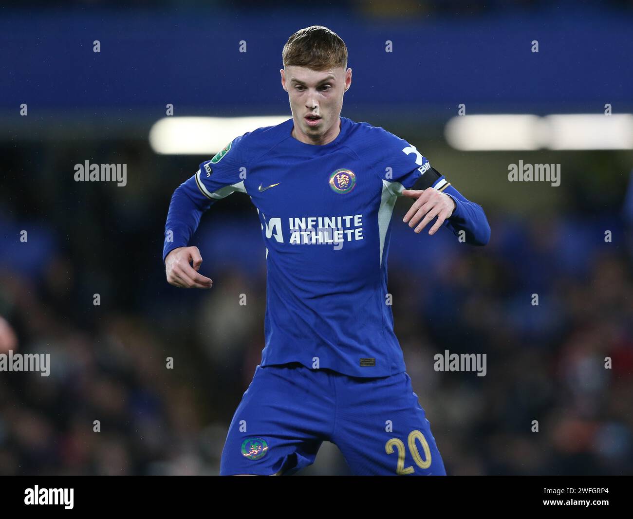 Cole Palmer aus Chelsea. - Chelsea gegen Middlesbrough, Carabao Cup, Halbfinale 2nd Leg, Stamford Bridge Stadium, London, UK - 23. Januar 2024. Nur redaktionelle Verwendung – es gelten Einschränkungen für DataCo. Stockfoto