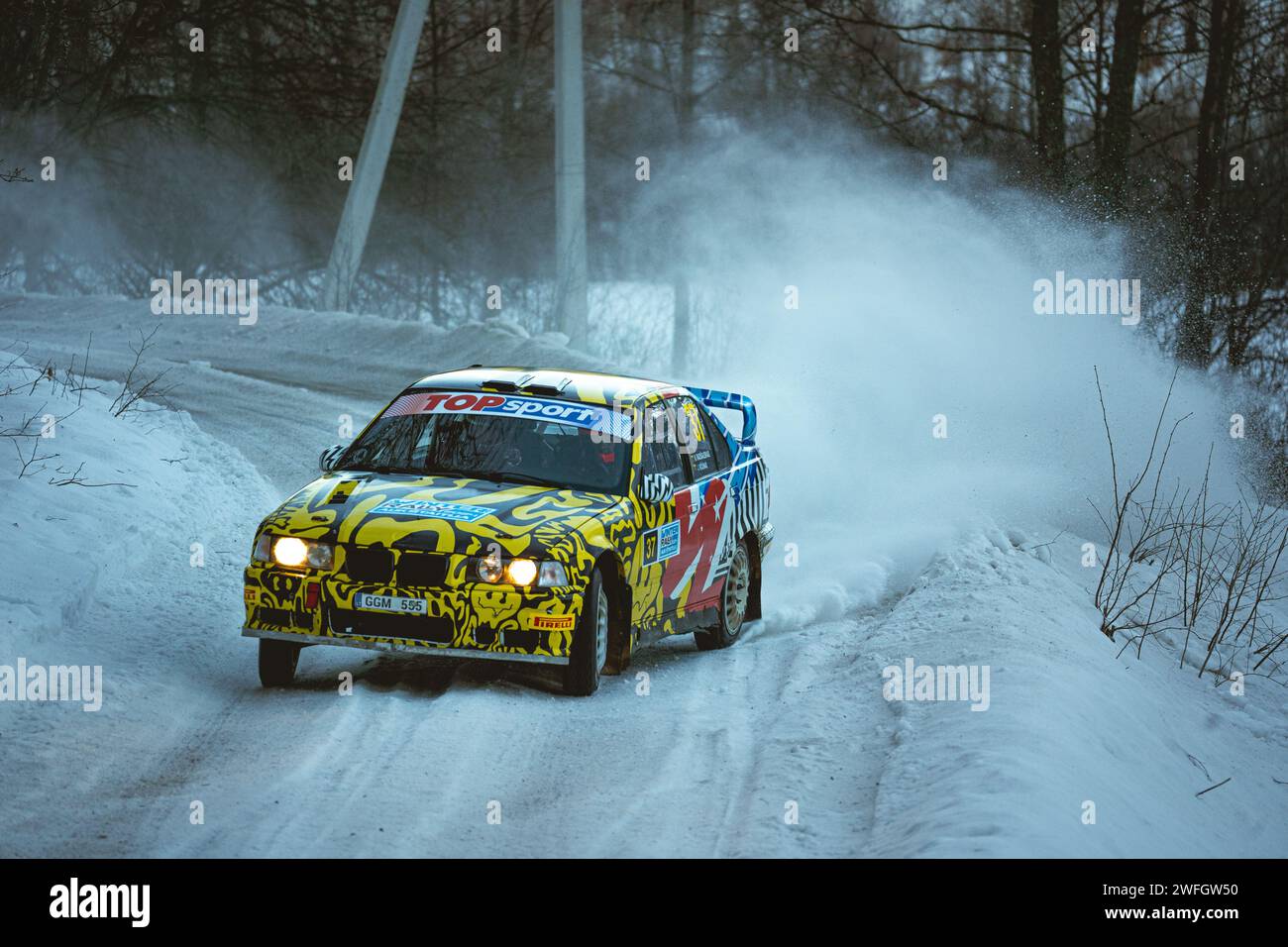 Winterrallye in Litauen Stockfoto