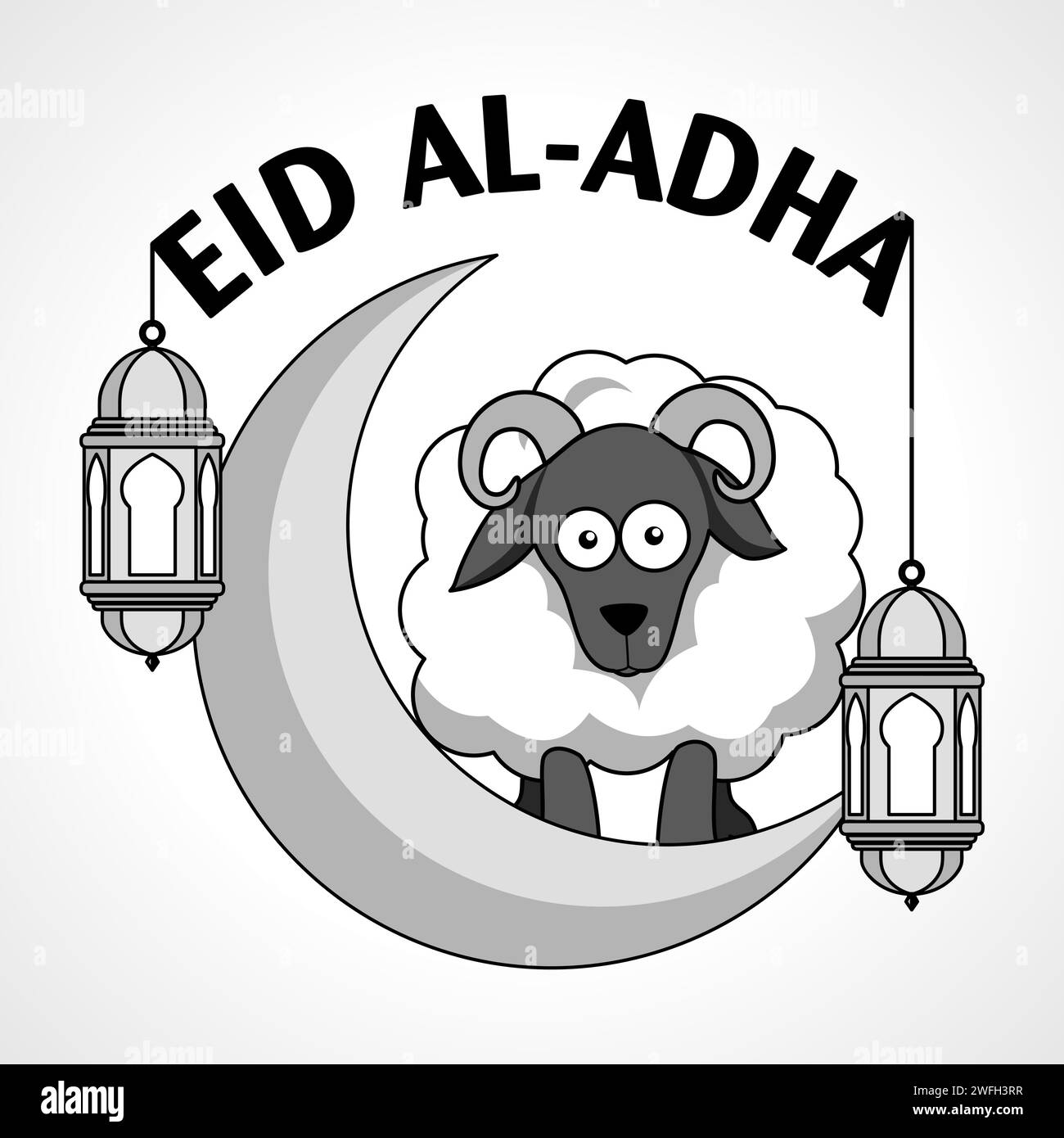 Zeichentricksymbol für die Feier des muslimischen Festivals Eid Al Adha, einfache flache Vektor-Illustration Stock Vektor
