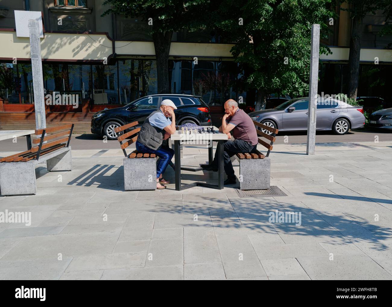 Zwei Männer spielen Schach, Chisinau Moldawien Stockfoto