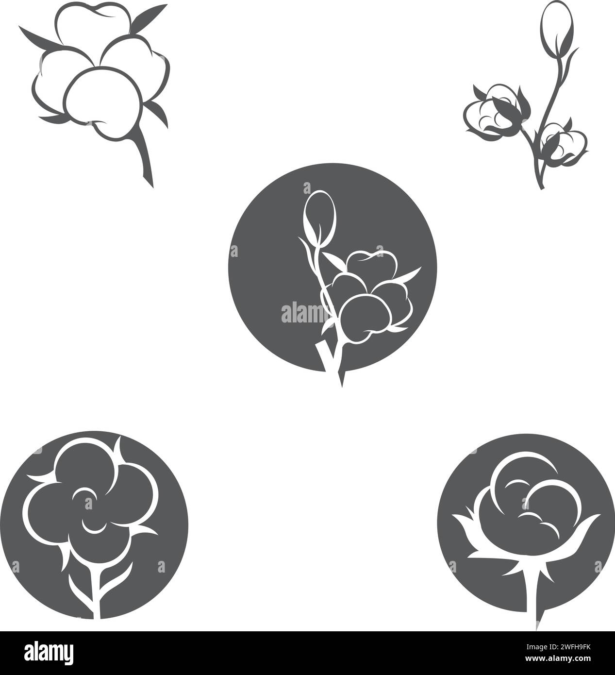 Baumwolle Blume Vektor Symbol Vorlage Symbol Natur Stock Vektor