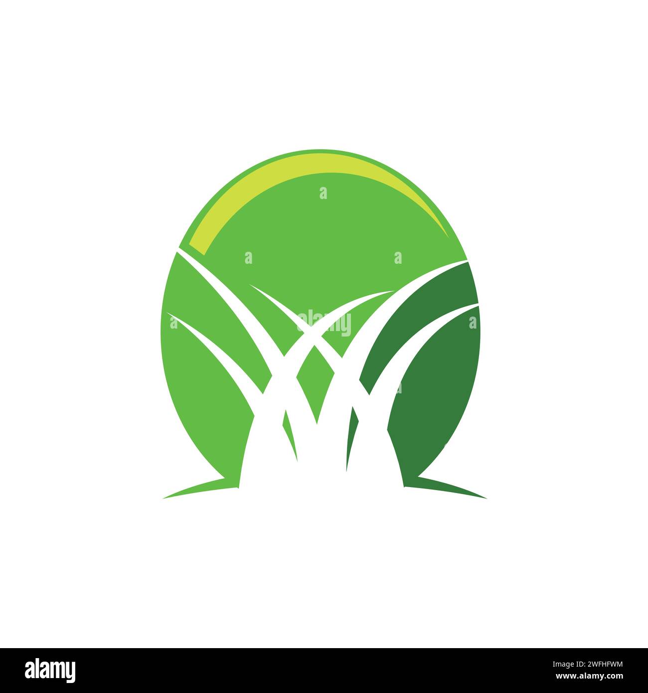 Rasen Logo Vektor Symbol Illustration der Rasenpflege Landschaft Gras und Blatt Konzept Logo Design Vorlage Stock Vektor