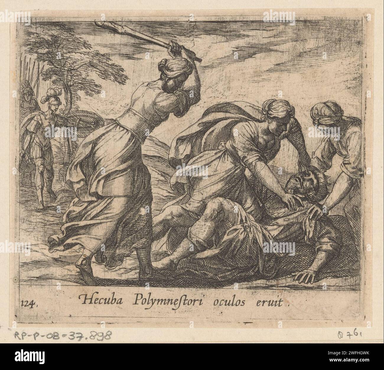 Hekuba und die Trojanischen Frauen töten Polymestor, Antonio Tempesta, 1606 drucken Hekuba und die Trojanischen Frauen töten Polymestor. Hekuba ragt aus den Augen von Polymestor hervor. Titel in lateinischer Sprache in STUDMARGE. Druckerei: ItalyVerlag: Antwerpener Papierätzer Hecuba reißt Polymnestors Augen aus und tötet seine beiden Söhne Stockfoto