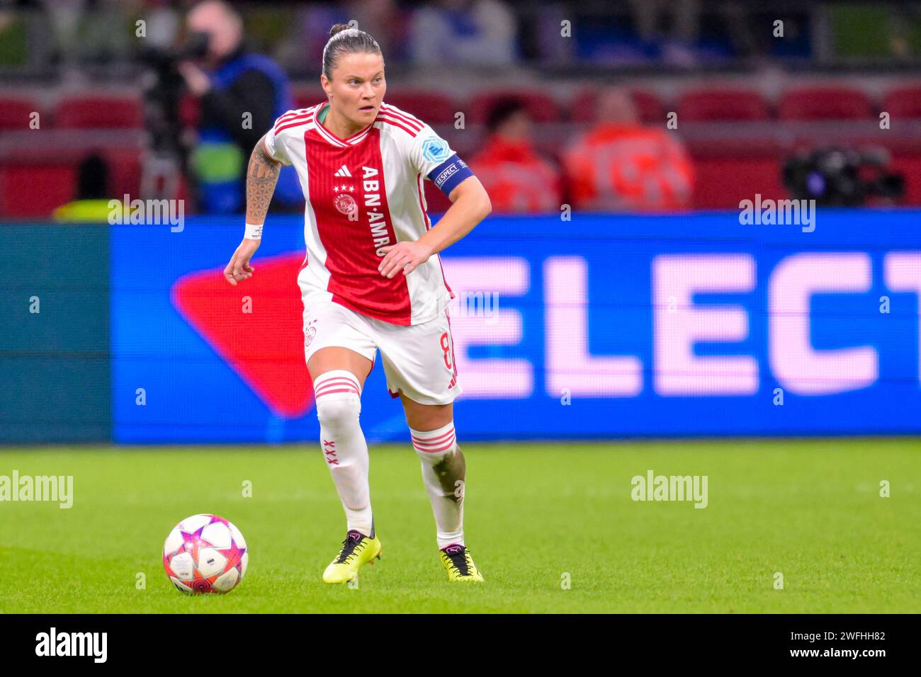 Sherida Spitse von AFC Ajax während der UEFA Women's Champions League, Gruppe C Fußballspiel zwischen AFC Ajax und AS Roma am 30. Januar 2024 im Sportpark de Toekomst in Amsterdam-Duivendrecht, Niederlande Stockfoto