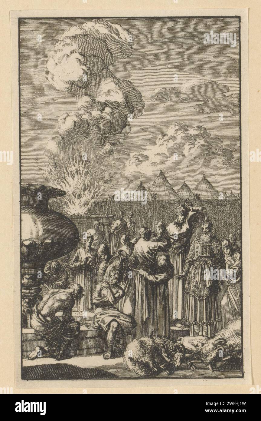 Der Hohepriester wird in Altaar, Jan Luyken, 1659–1712 geätzt Stockfoto