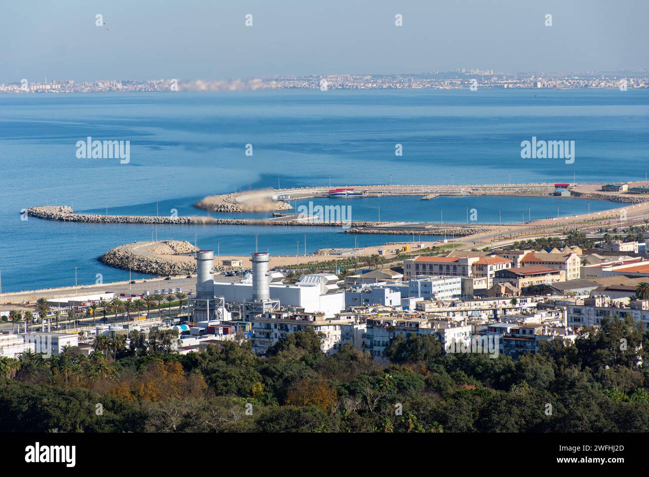 Hochwinkelansicht des Botanischen Gartens Hamma in Algier City. Stockfoto