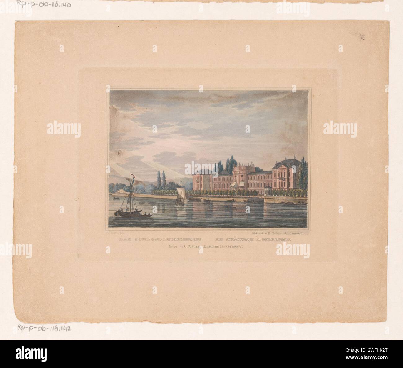 Blick auf Schloss Bieberich bei Wiesbaden, Ernst Grünewald, nach H. Bosse, 1811 - 1848 Druckgraphiker: DarmstadtVerlag: Mainz Papier Stahl Gravurlandschaft mit Turm oder Schloss. Schiffe (allgemein) - CC - mehr als ein Schiff Wiesbaden Stockfoto Blick auf Schloss Bieberich bei Wiesbaden, Ernst Grünewald, nach H. Bosse, 1811 - 1848 Druckgraphiker: DarmstadtVerlag: Mainz Papier Stahl Gravurlandschaft mit Turm oder Schloss. Schiffe (allgemein) - CC - mehr als ein Schiff Wiesbaden Stockfoto
