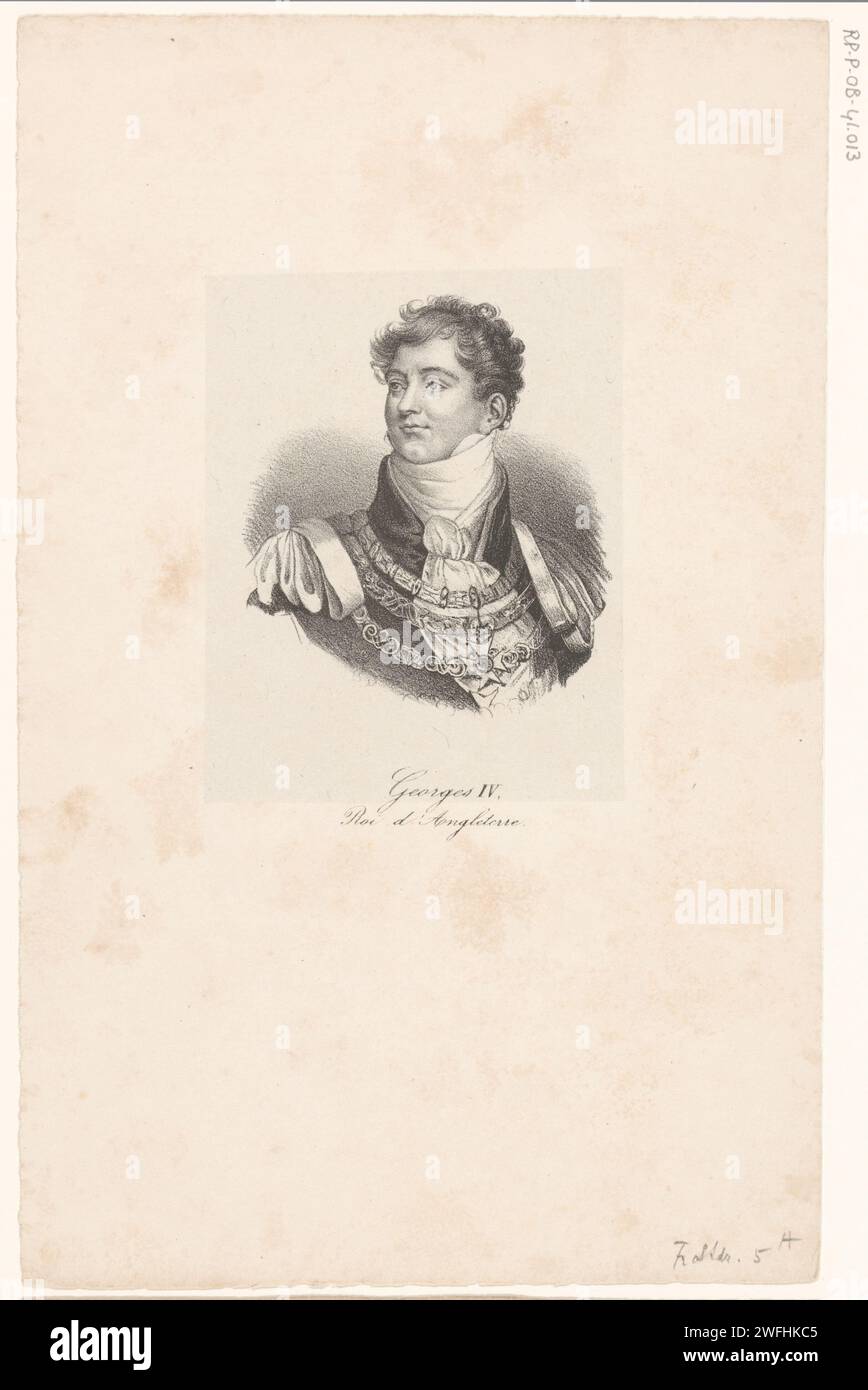 Porträt von Georg IV. Des Vereinigten Königreichs, Anonym, Veuve Delpech (Nudet) (möglich), in oder nach 1818 - in oder vor 1842 gedrucktem Pariser Papier. Historische Personen Stockfoto