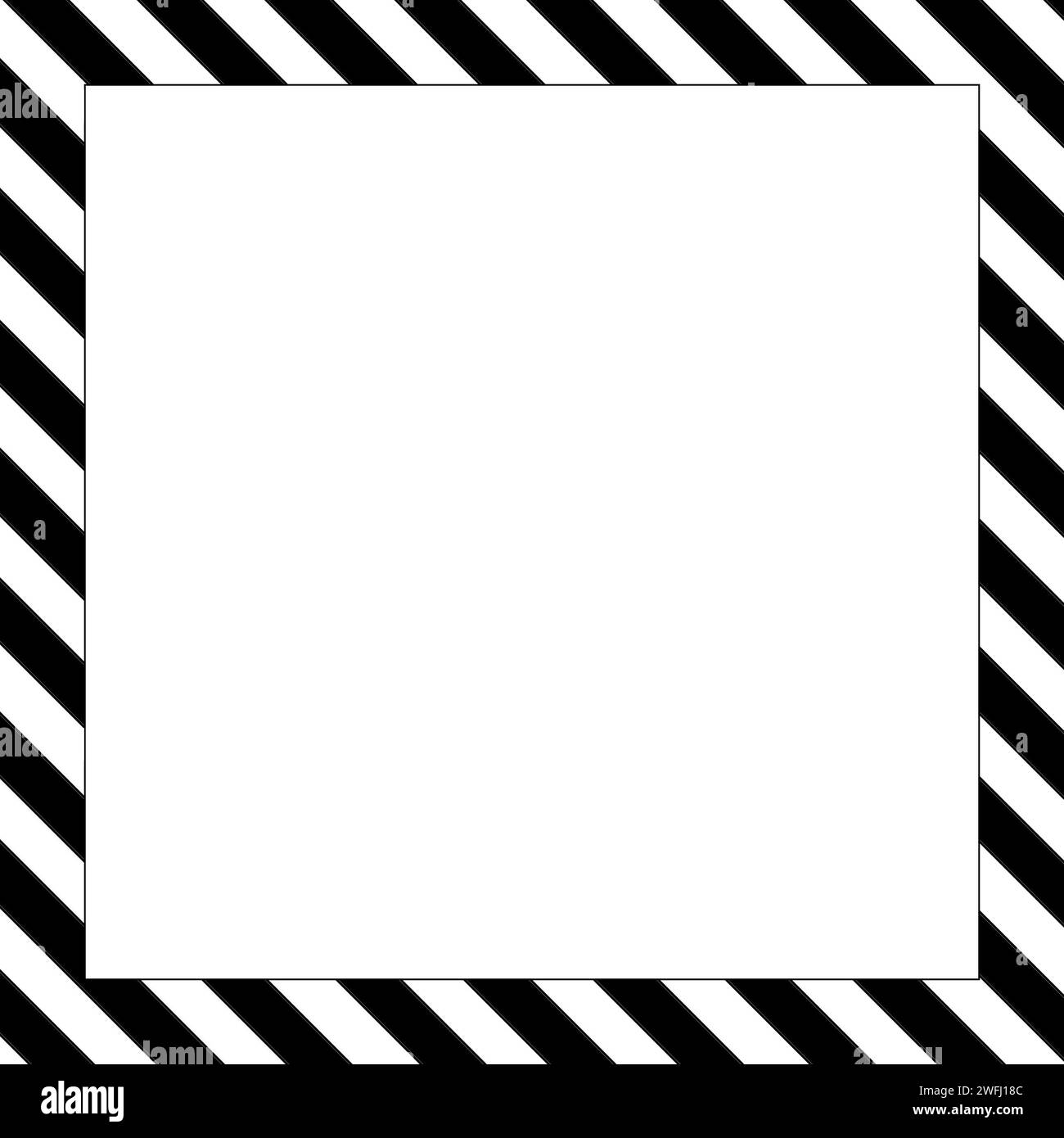 Dekorative Rahmendarstellung. Schwarzweißrahmen mit Streifenmuster Stockfoto