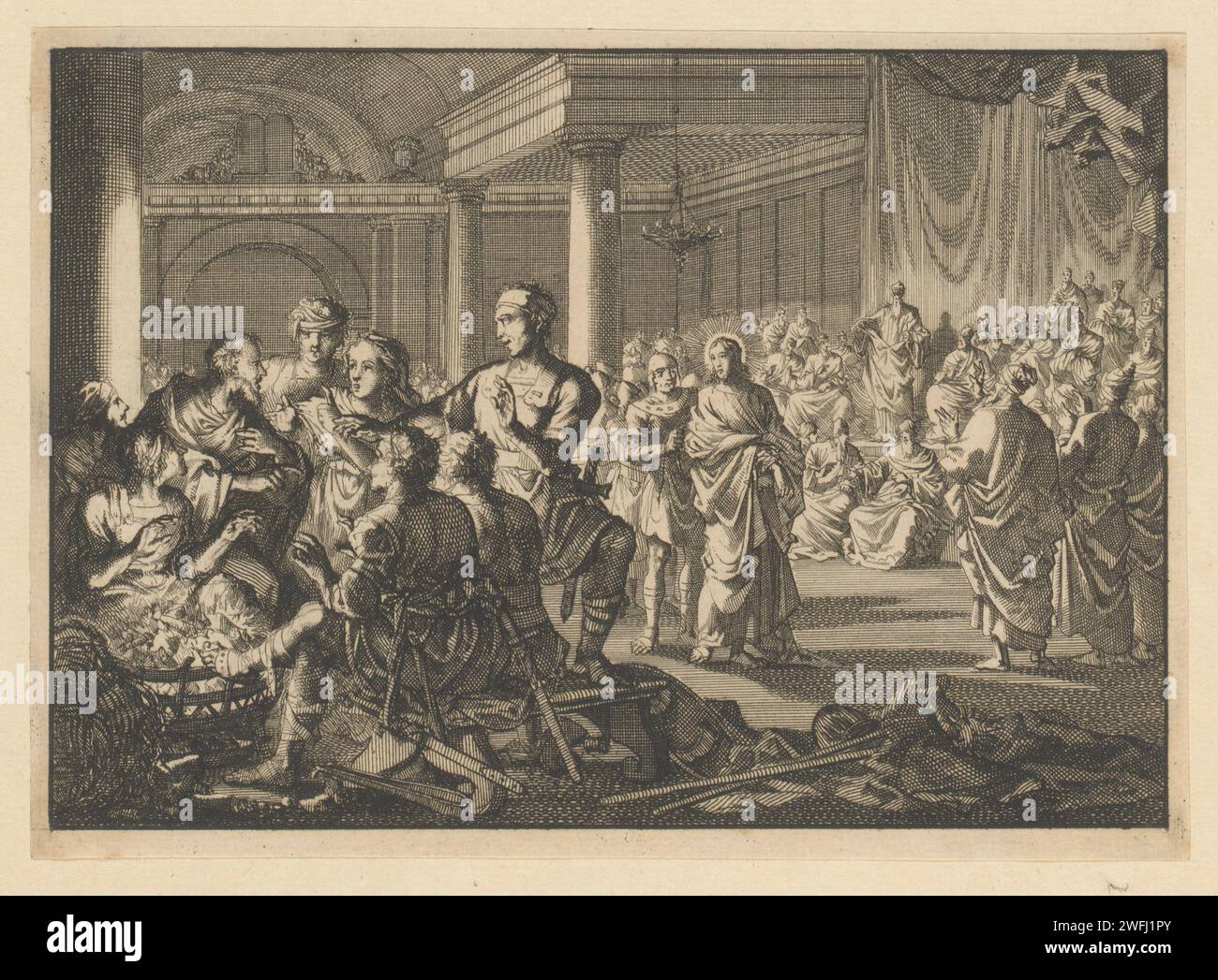 Petrus Recognized, Jan Luyken, 1659–1712 Druckpapierätzung Stockfoto