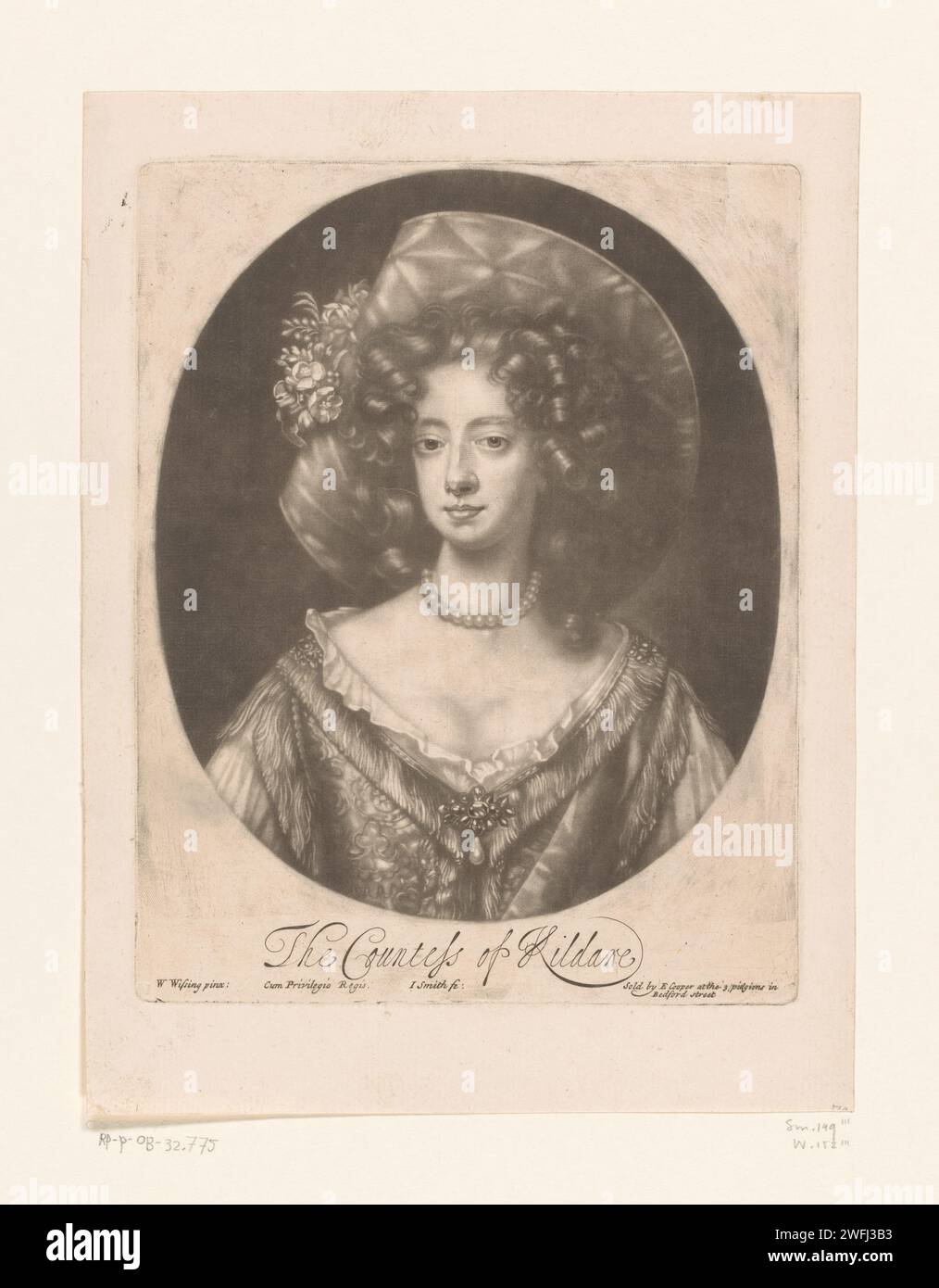 Porträt von Elizabeth Jones, Countess Van Kildare, John Smith (Print Maker/ Publisher), nach Willem Wissing, 1686–1725 Printverlag: LondonEngland Paper Historical Persons Stockfoto