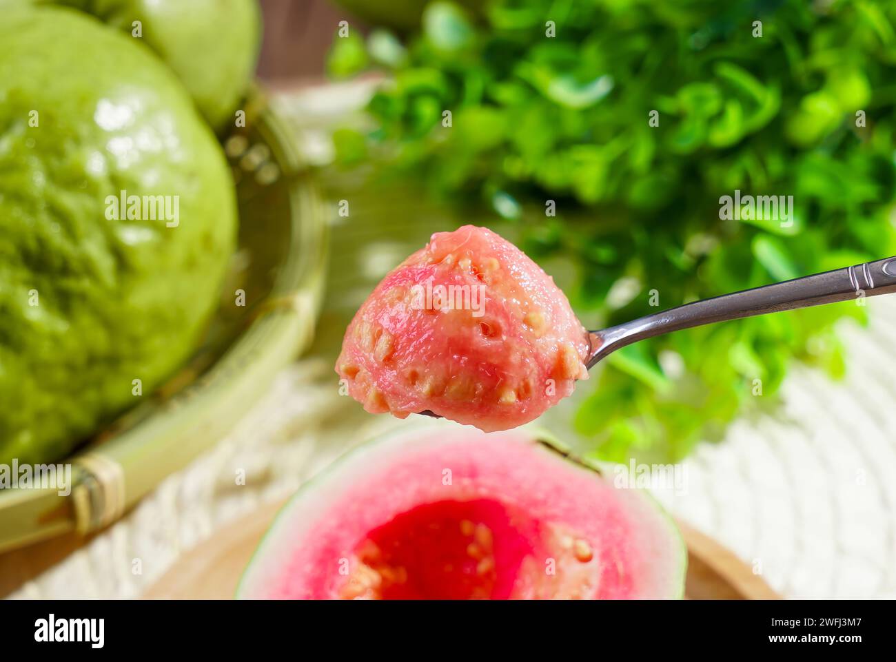 Bilder von Guave, rosa Guava, köstliche asiatische Guava, hochwertige Bilder Stockfoto