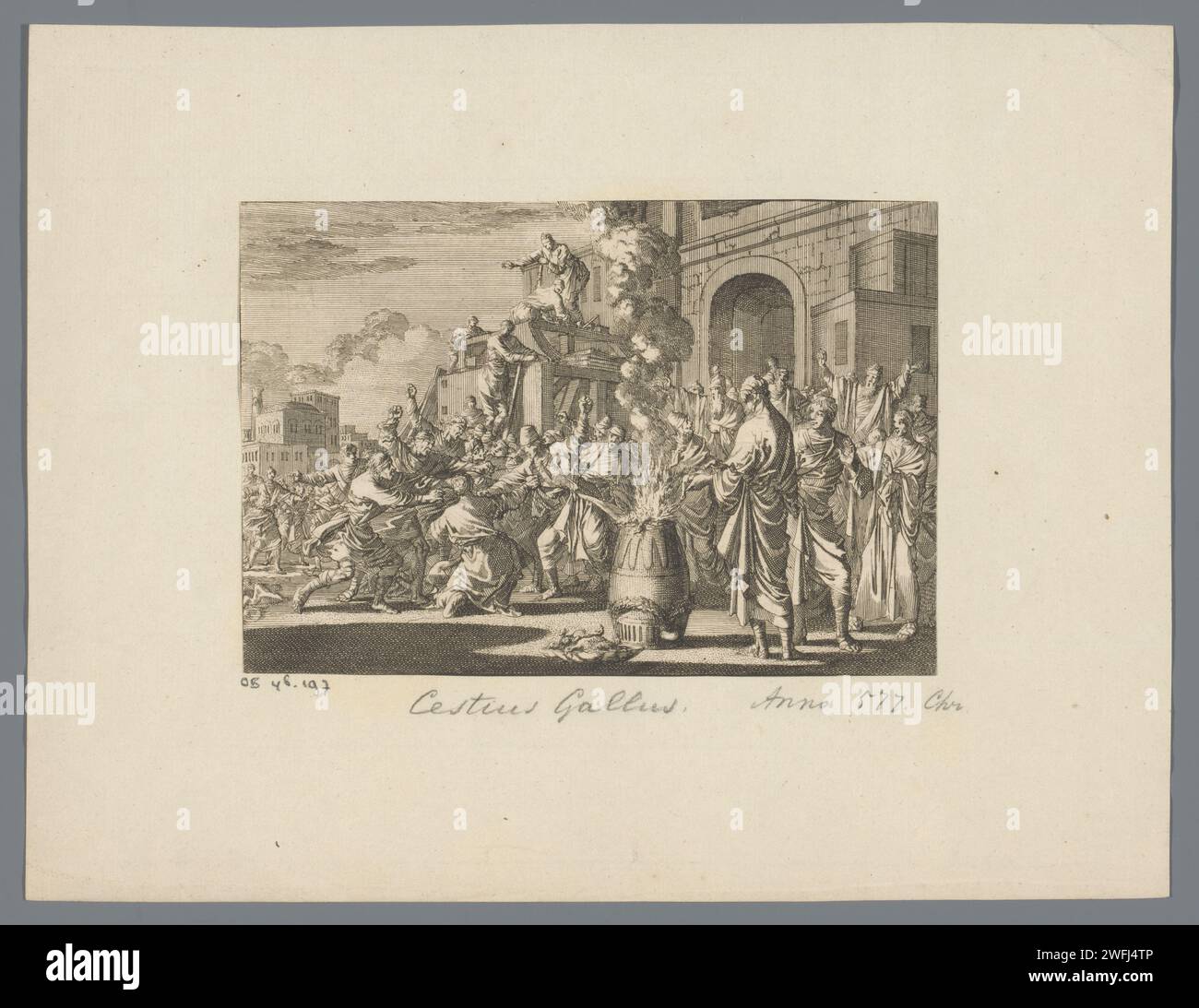 Cestius Gallus, Jan Luyken, 1659 - 1712 Druckpapierätzung Stockfoto