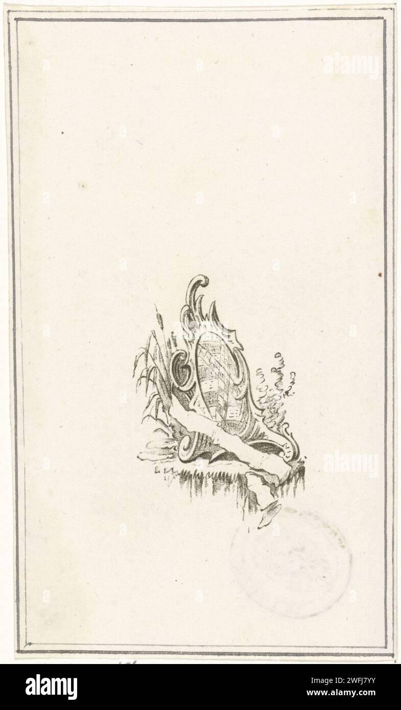 Gear, Cornelis Ploos van Amstel, 1736 - 1798 Print Wappen und Marke von Cornelis Ploos van Amstel. Amsterdamer Papierwaffenlager, Heraldik Stockfoto