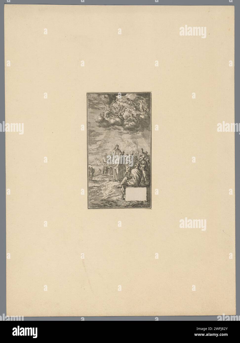 Jesus predigt die Ufer des Sees, Jan Luyken, 1659–1712 Druckpapier-Ätzung Stockfoto