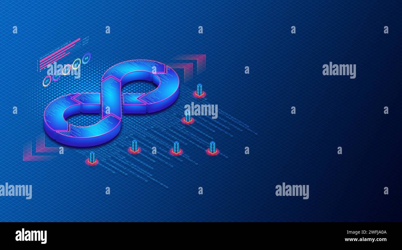 Data as Code and Infrastructure as Code Concept – Praxis der Verwaltung und Verarbeitung von Daten mit den gleichen Methoden und der gleichen Strenge wie Software Code - 3D Stockfoto