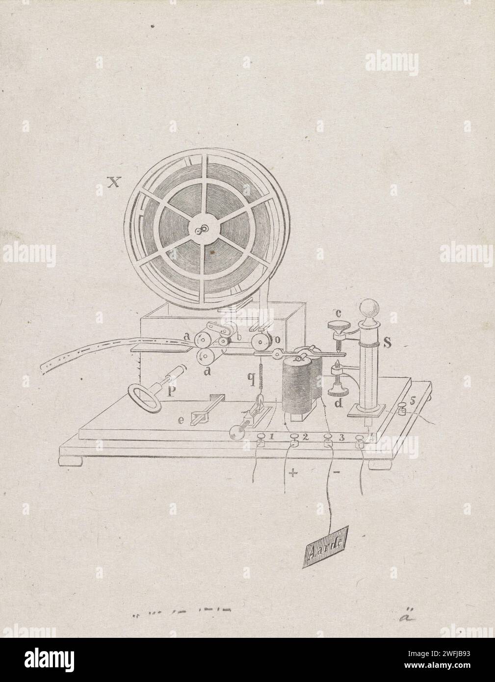 Morseetelegraaf, Isaac Weissenbruch, 1836 - 1912 Print niederländisches Papier (Morse) Telegraph Stockfoto