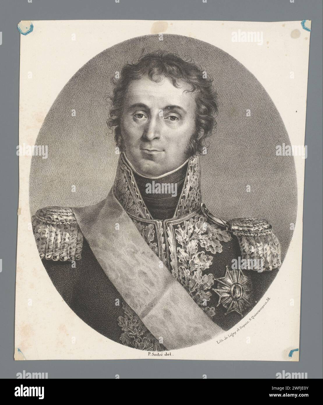 Portret van Maarschalk André Masséna, Jean Pierre Sudre (1783-1866), 1826 Druck Paris Papier historische Personen Stockfoto