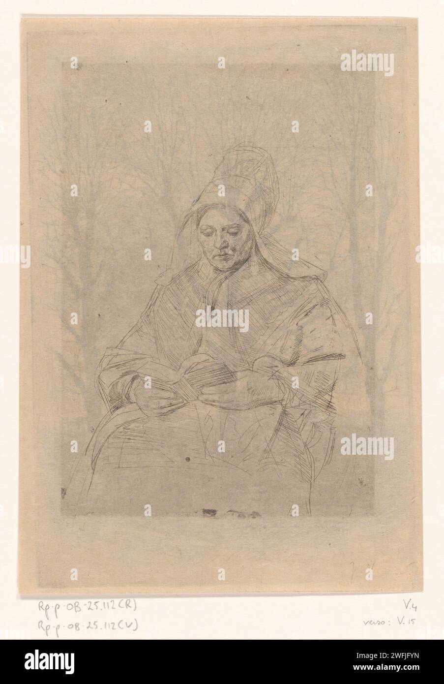 Leser Farmer, Jan Veth, 1885 Druckpapier, das Bauern ätzt. Messwert Stockfoto