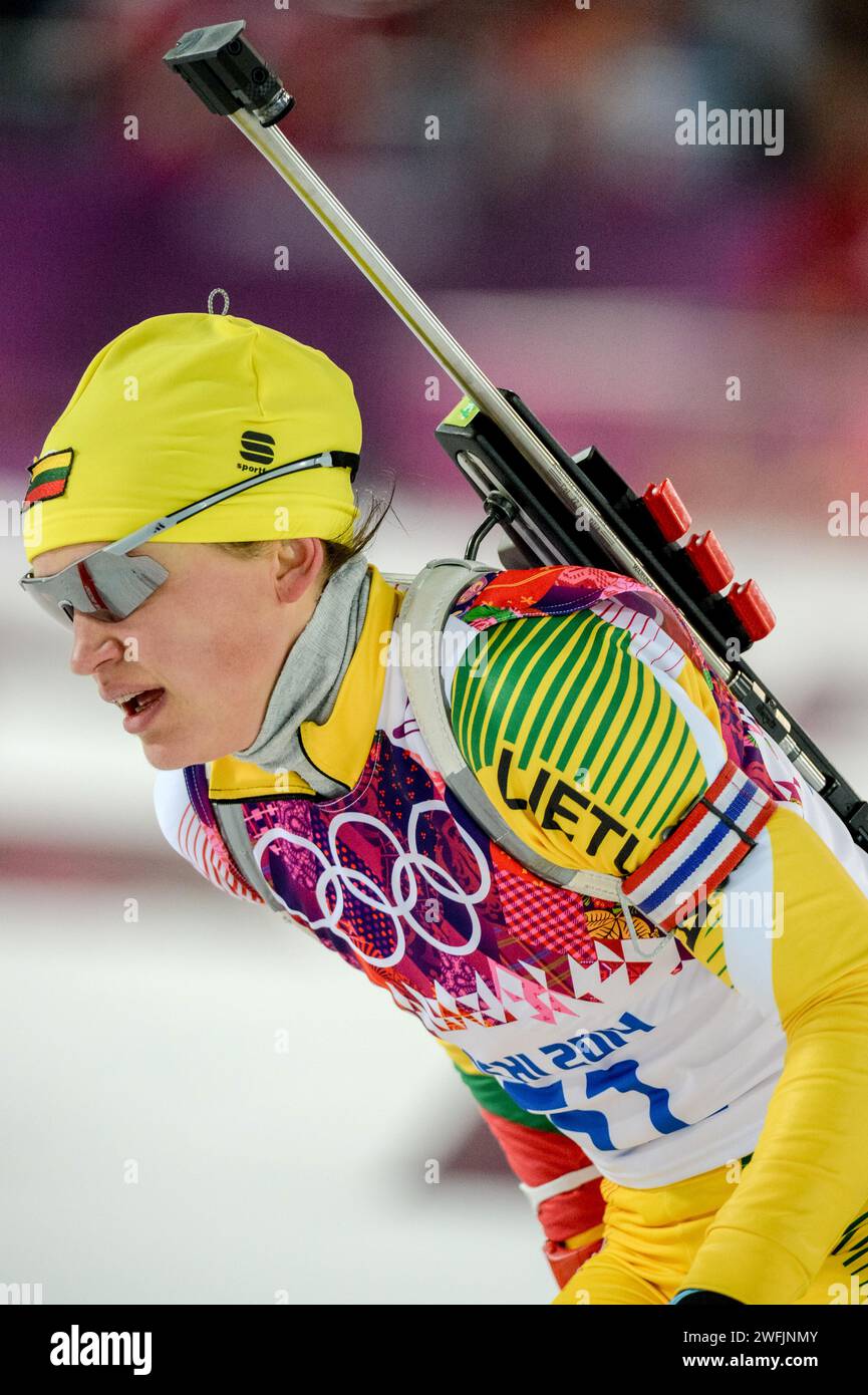 2014 02 11. Diana Rasimoviciute aus Litauen. XXII. Olympische Winterspiele oder 2014 bei den Olympischen Winterspielen, die 2014 stattfanden. Februar 7-23 in Sotschi, Ru Stockfoto