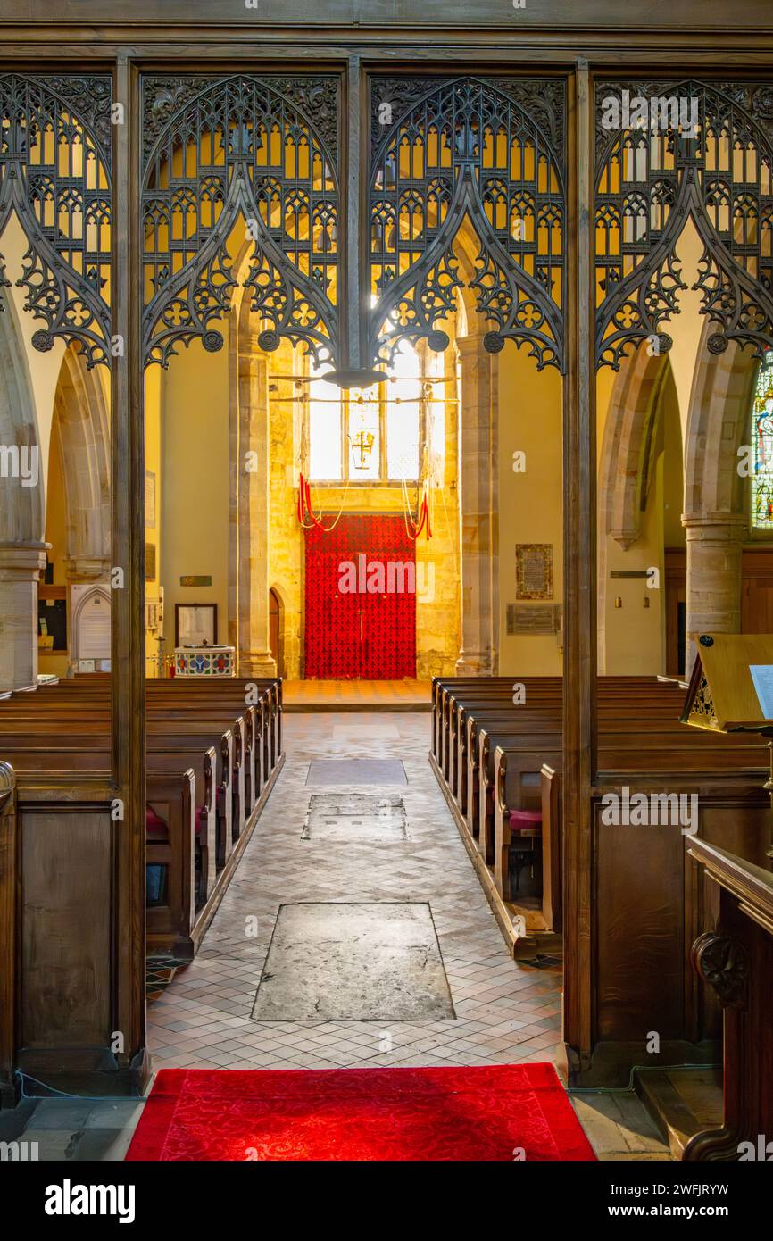 Das Innere der Penshurst Church of St John the Baptist Penshurst in der Nähe von Tonbridge Kent Stockfoto