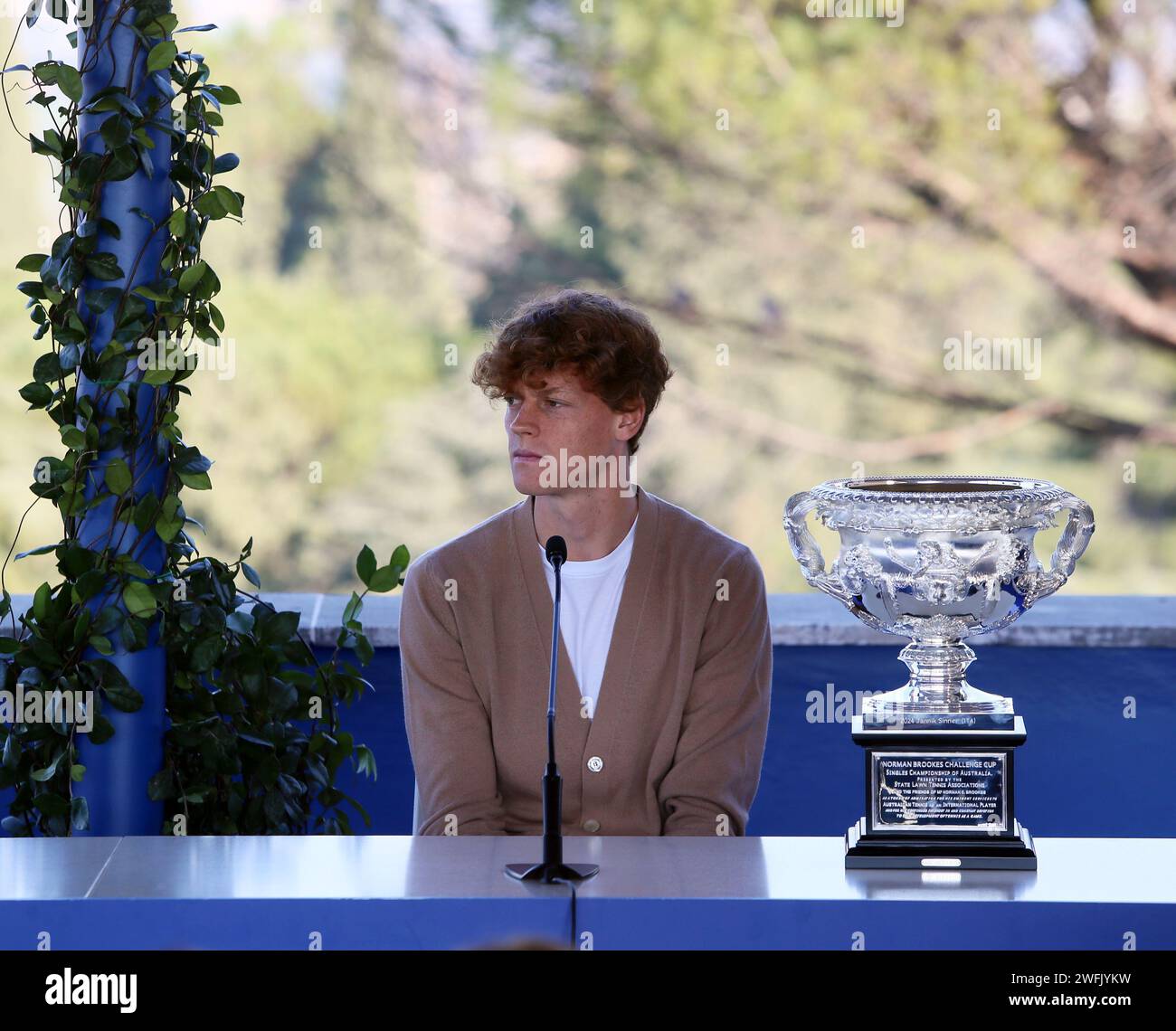 Rom, der Australian Open Champion Jannik Sinner bei der Pressekonferenz ...