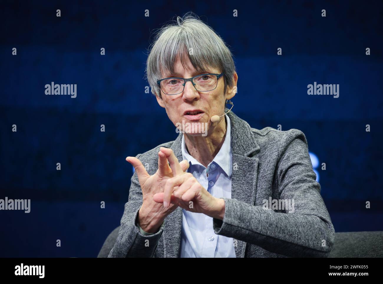 Hamburg, Deutschland. Januar 31, 2024. Sylvia Schenk, Arbeitsgruppe Sport Transpency International, spricht bei einer Podiumsdiskussion auf der Branchenkonferenz SPOBIS. Quelle: Christian Charisius/dpa/Alamy Live News Stockfoto