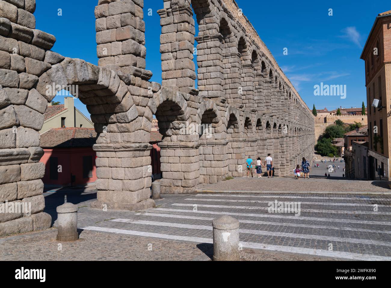 Aquädukt Segovia Spanien römisches historisches Gebäude und spanische Touristenattraktion Stockfoto