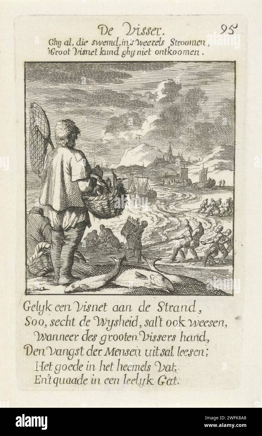 Visser, Jan Luyken, 1694 Druck Amsterdamer Papier Ätzen Kunsthandwerk, Handwerker bei der Arbeit. fischer Stockfoto