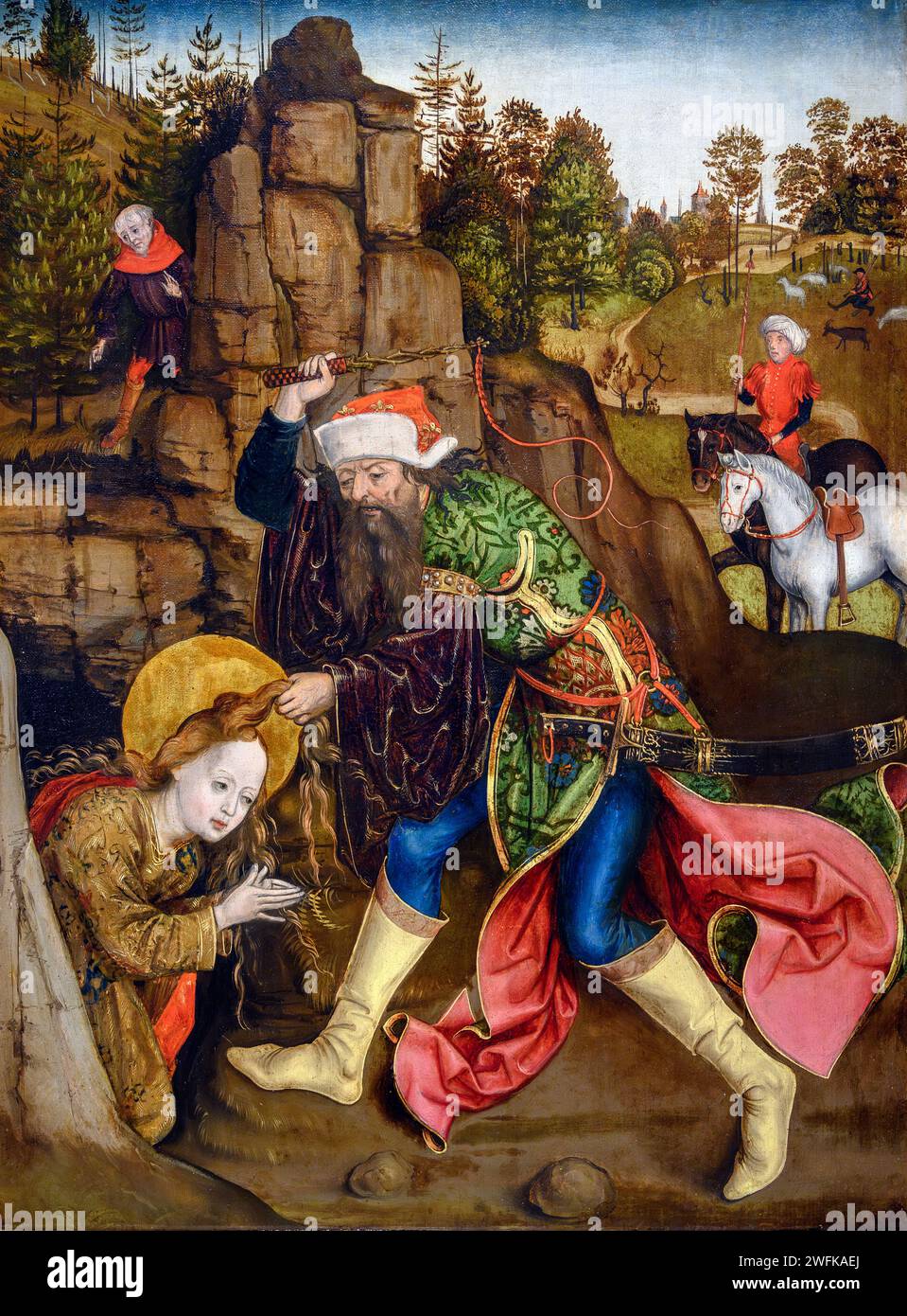 Hans Siebenbürger. Gemälde mit dem Titel "Flagellation of Saint Barbara" des siebenbürgischen Künstlers Hans Siebenbürger (d.1483), Öl auf Holz, um 1470-83 Stockfoto