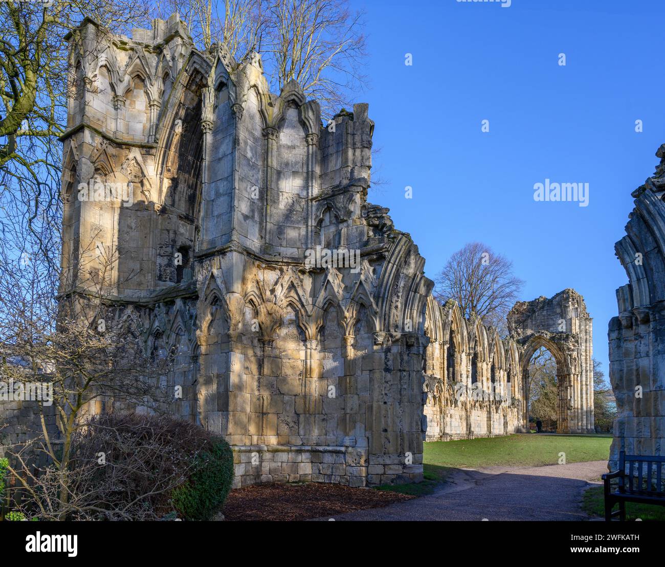 Die Ruinen von St. Mary's Abbey York, England, Großbritannien. Stockfoto
