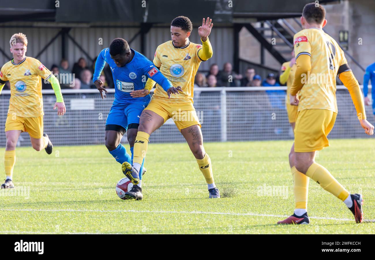 Basford FC war Gastgeber von Warrington Rylands in der NPL Premier League 2024 Stockfoto