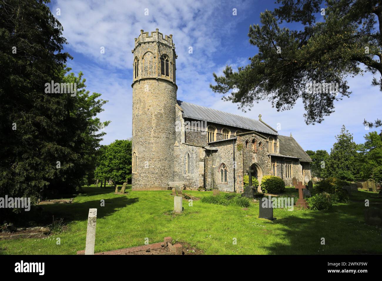 St. Nicholas Pfarrkirche, Potter Heigham Village, Norfolk Broads National Park, England, Großbritannien Stockfoto