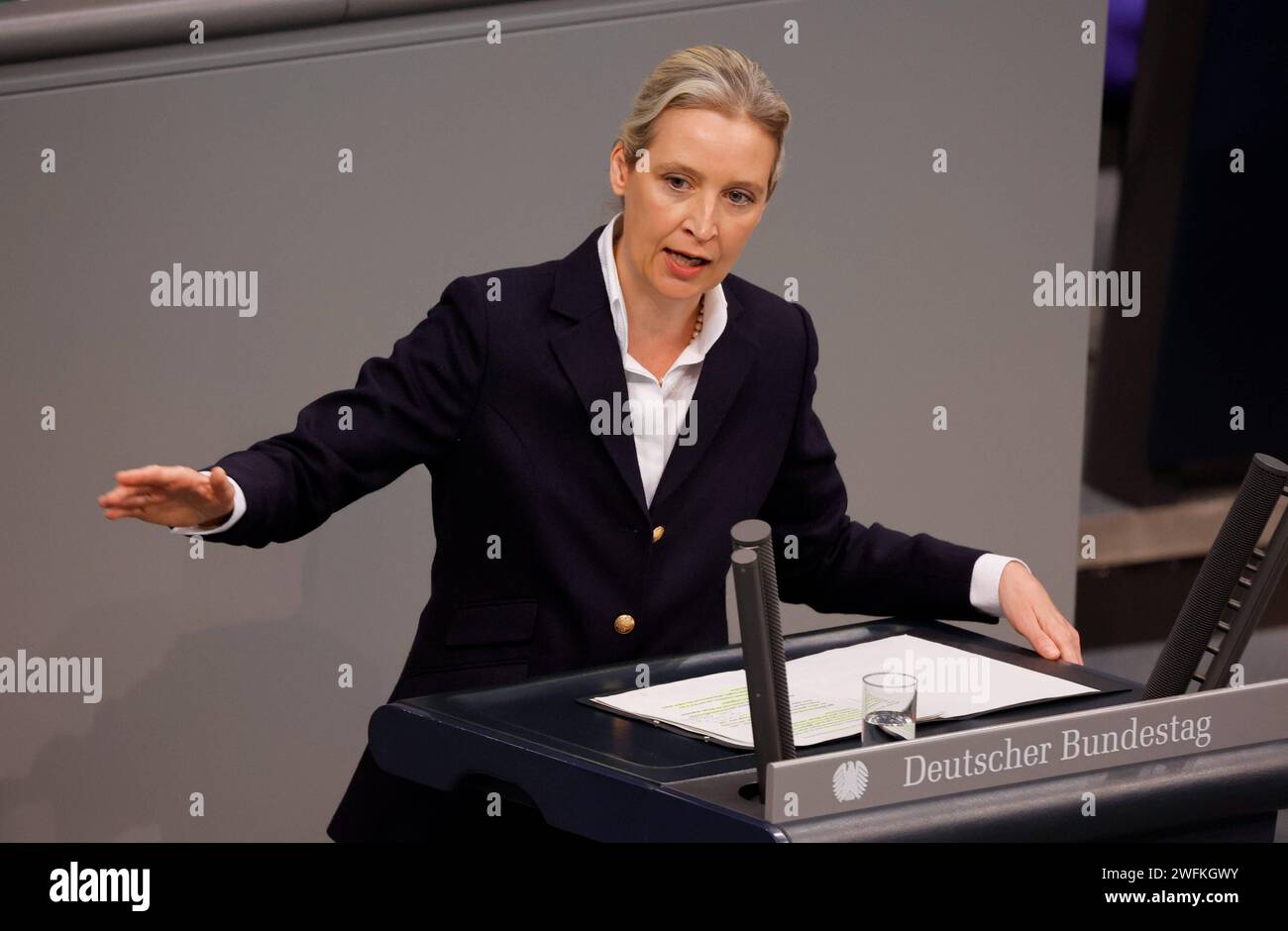 Alice Weidel , AfD, Deutschland, Berlin, Deutscher Bundestag, 150. Sitzung, Generaldebatte *** Alice Weidel , AfD, Deutschland, Berlin, Deutscher Bundestag, 150 Plenartagung, allgemeine Aussprache Stockfoto