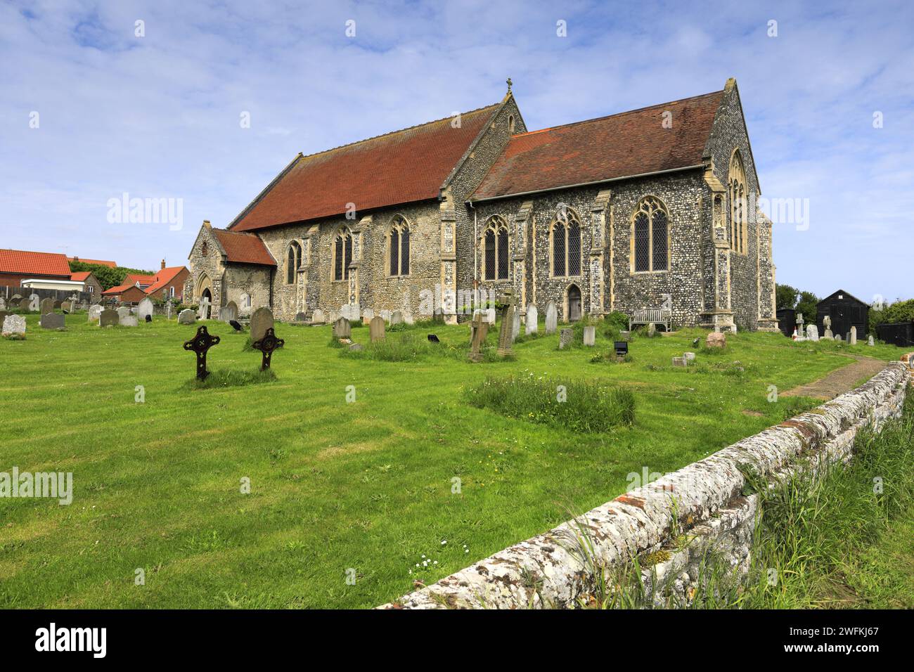 All Saints Pfarrkirche, Mundesley Village, Norfolk Broads National Park, England, Großbritannien Stockfoto