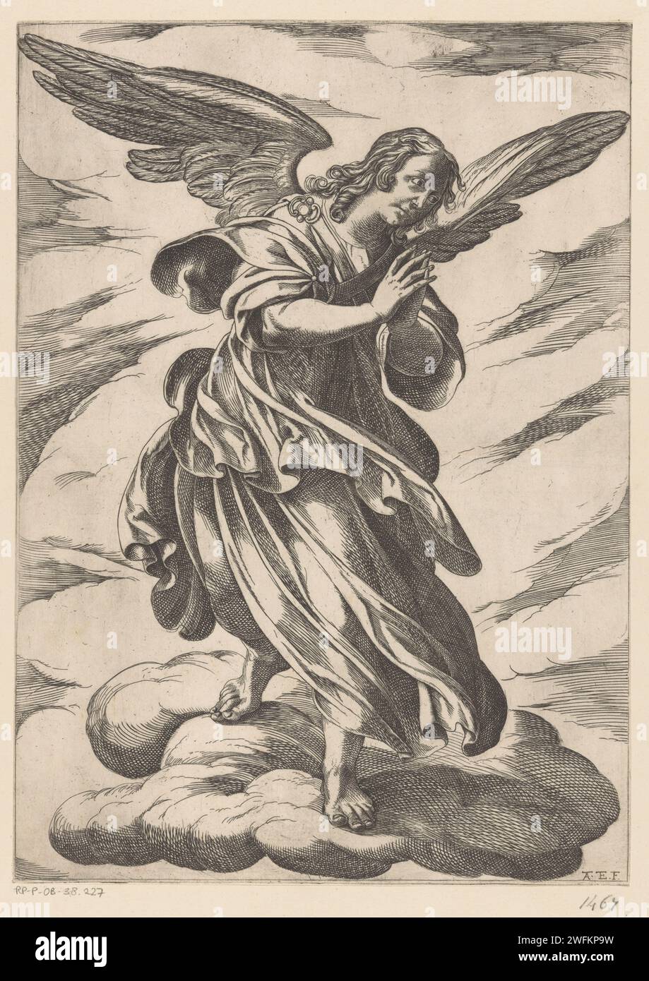 Engel OP Wolk, Antonio Tempesta (zugeschrieben), 1565–1630 Print Italien Papier ätzende Engel Stockfoto