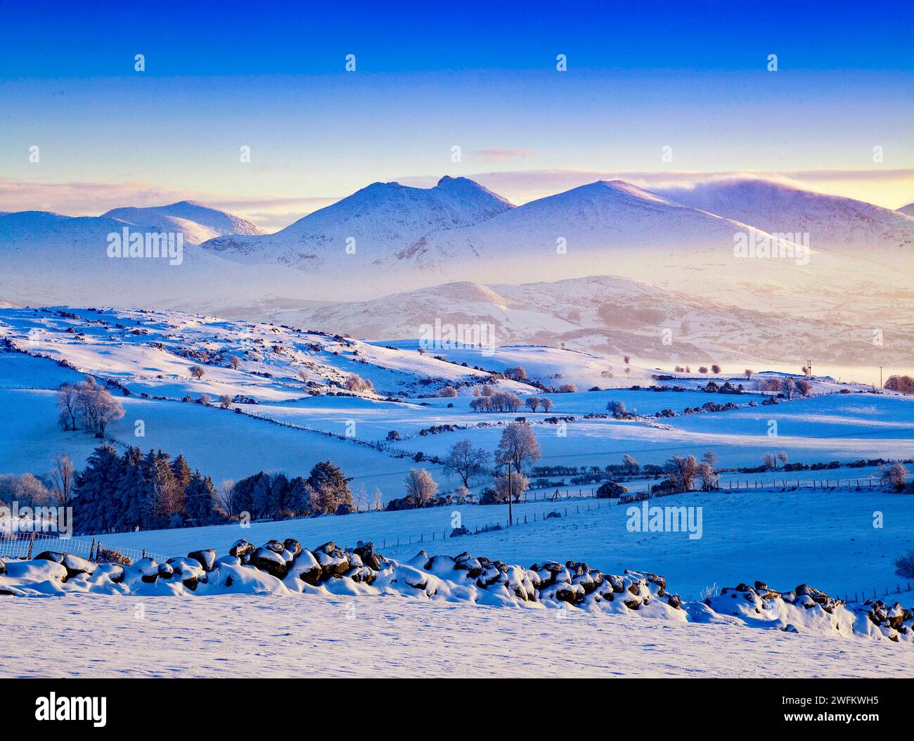 Mournes in the Snow, Co. Down. Stockfoto