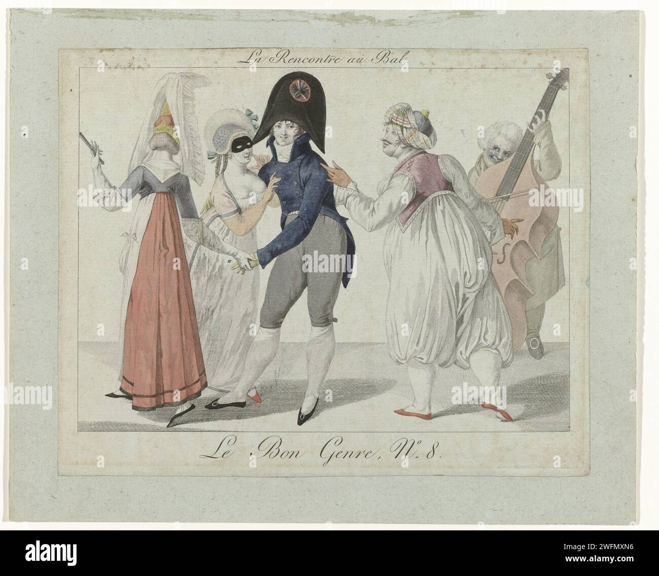 The Good Genre, No. 8: The Meeting at the Ball., Georges Jacques Gatine (möglich), 1801 - 1802 Paris Papier ätzt Mode Teller. Kleid, Kleid (+ Damenkleidung) Stockfoto