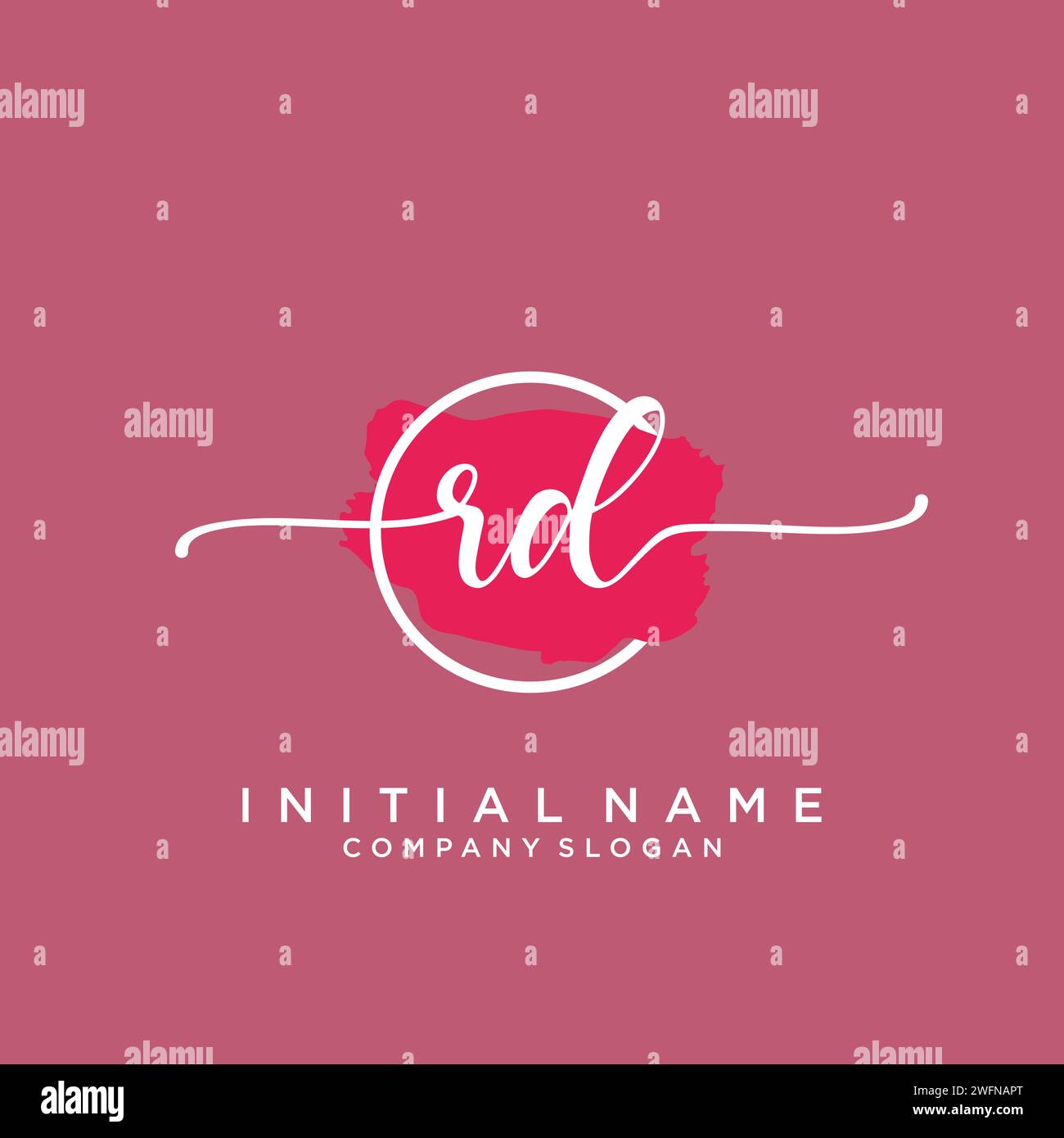 RD Initial Handschriftenlogo mit Kreis Stock Vektor