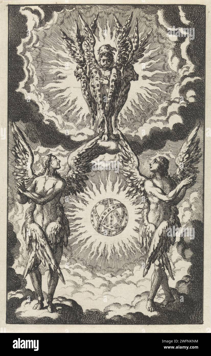Verschiedene Cherubins, Jan Luyken, 1705 drucken Amsterdamer Papier, das Cherubim ätzt Stockfoto