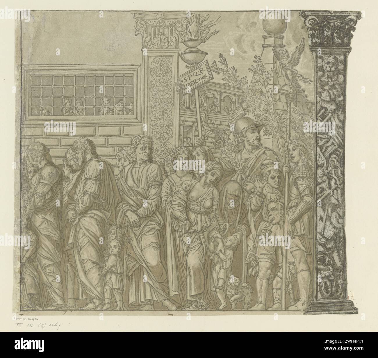 TRIOMFTOCHT van Julius Caesar, Andrea Andreani, nach Bernardo Malpizzi, nach Andrea Mantegna, 1599 Druckerei: Italien Zeichnung von: MantuaAfter Design von: Mantua Papier Triumph von Caesar. Taschenlampe Stockfoto
