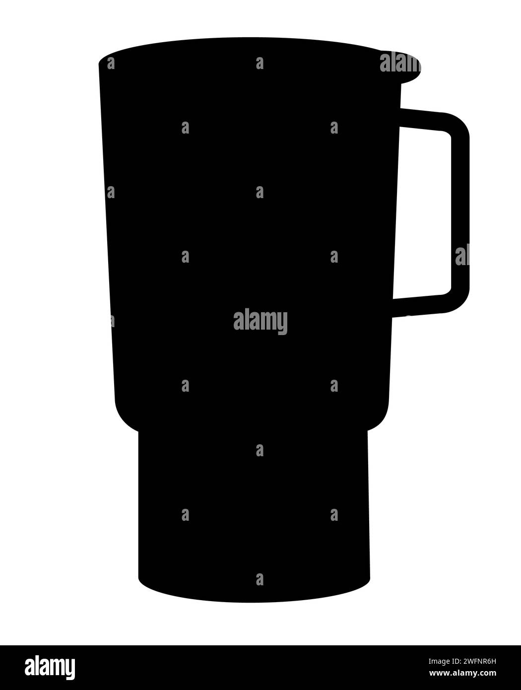 Symbol für Reisebecher. Thermo-Becher-Schild. Symbol für moderne Thermosen für Heißgetränke. Flacher STYLE. Stockfoto