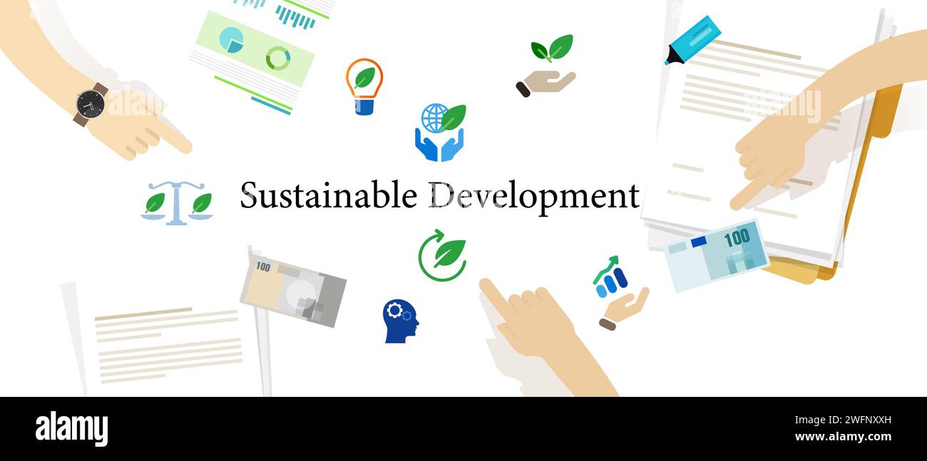 Nachhaltige Entwicklung, Innovation, Infrastruktur, Umweltschutz, Industrie Stock Vektor