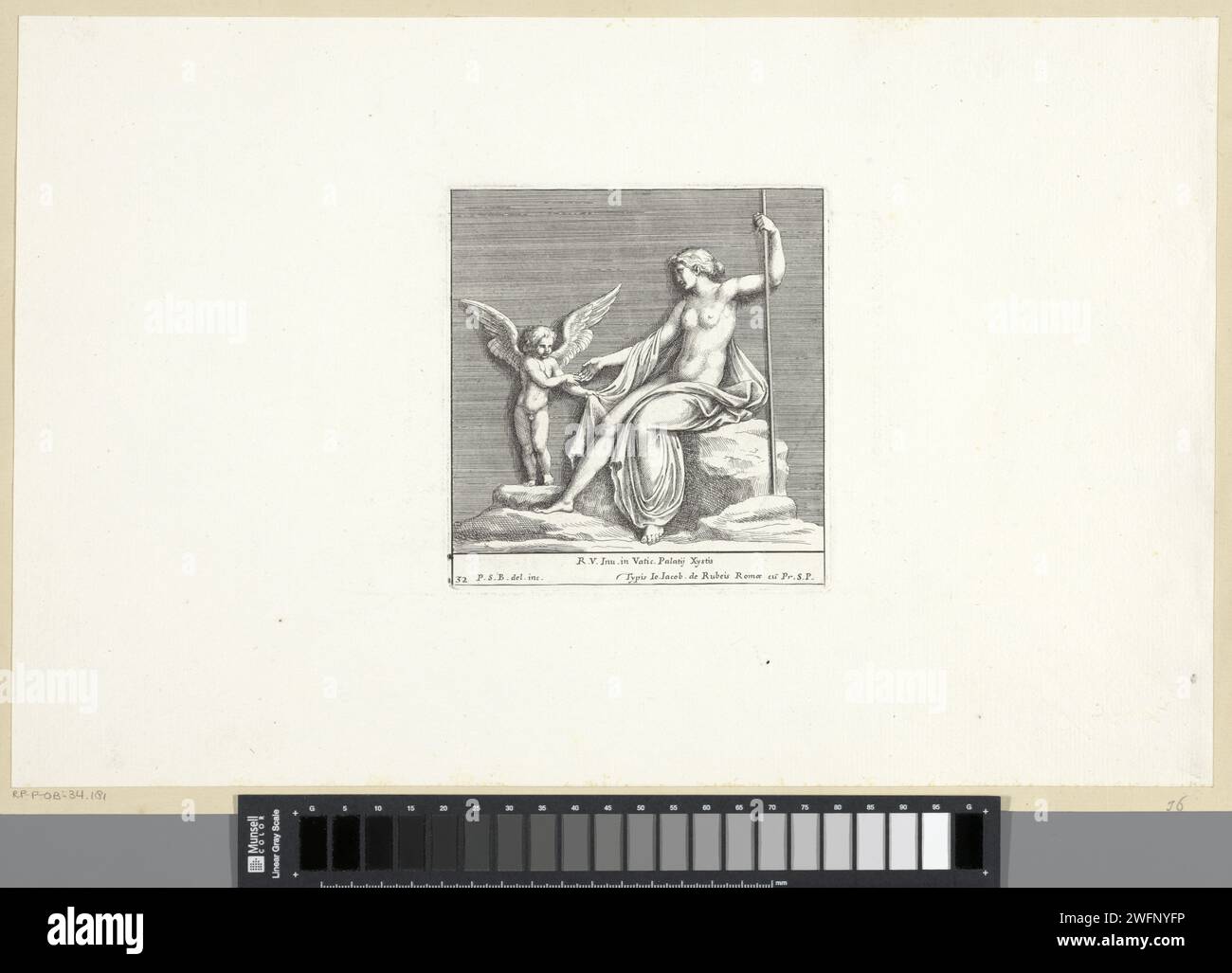 Venus in Liebe, Pietro Sante Bartoli, nach Rafaël, 1645 - 1700 Druck Venus sitzt auf einem Felsen und hält die Hand Amors. Druckerei: Italien Zeichnung von: Italien Design von: VaticaanstadVerlag: Rom Papierätzung / Gravur Venus und Cupid (Cupid ist nicht nur Attribut) Stockfoto